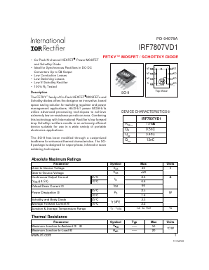 IRF7807VD1 Datasheet PDF International Rectifier