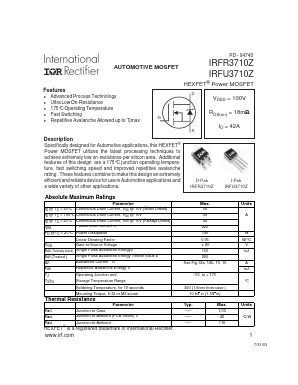 IRFR3710Z Datasheet PDF International Rectifier