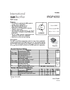 IRGP4050 Datasheet PDF International Rectifier