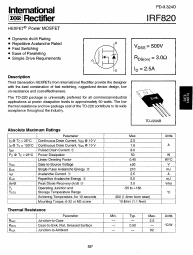 IRF820 Datasheet PDF International Rectifier