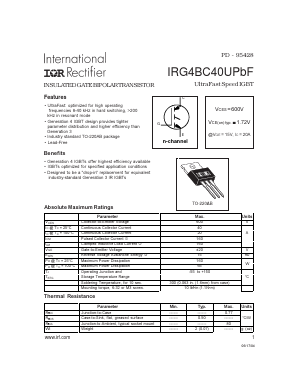 IRG4BC40UPBF Datasheet PDF International Rectifier