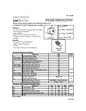 IRGIB7B60KDPBF Datasheet PDF International Rectifier