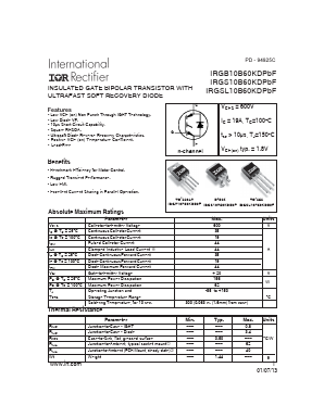 IRGB10B60KDPBF Datasheet PDF International Rectifier