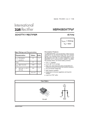 MBR4060WTPBF Datasheet PDF International Rectifier