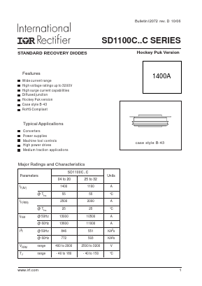 SD1100C16C Datasheet PDF International Rectifier