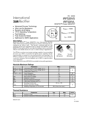 IRF520VL Datasheet PDF International Rectifier