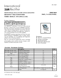 IRF460 Datasheet PDF International Rectifier