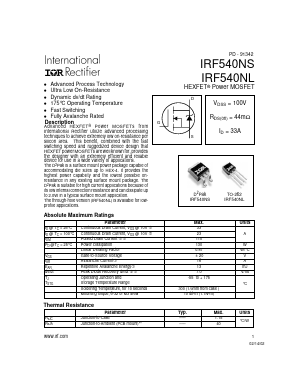 IRF540NS Datasheet PDF International Rectifier