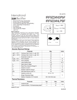 IRF9Z24NLPBF Datasheet PDF International Rectifier