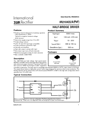 IR2104 Datasheet PDF International Rectifier