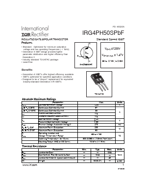 IRG4PH50SPBF Datasheet PDF International Rectifier