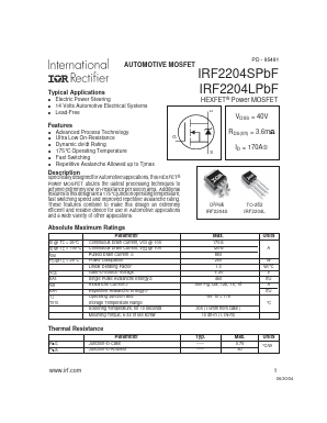 IRF2204SPBF Datasheet PDF International Rectifier