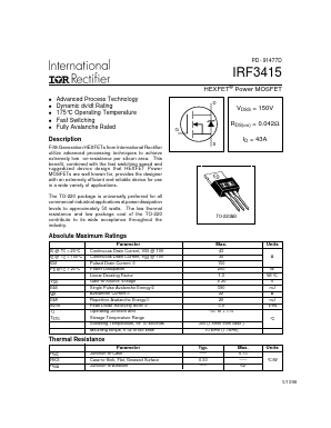 IRF3415 Datasheet PDF International Rectifier