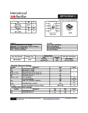 IRF7413TRPBF-1 Datasheet PDF International Rectifier