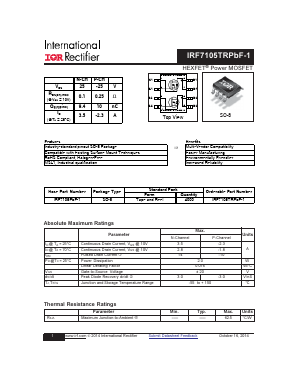 IRF7105PBF-1 Datasheet PDF International Rectifier