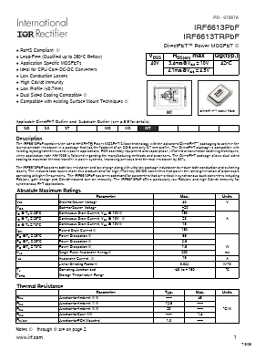 IRF6613PBF Datasheet PDF International Rectifier