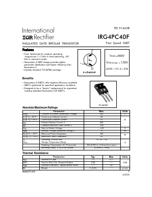 IRG4PC40F Datasheet PDF International Rectifier