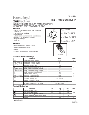 IRGP30B60KD-EPBF Datasheet PDF International Rectifier