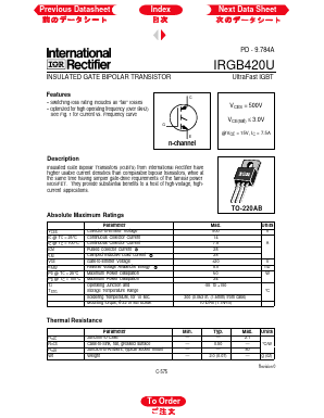 IRGB420U Datasheet PDF International Rectifier