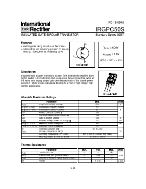 IRGPC50S Datasheet PDF International Rectifier