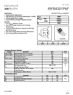 IRFB4321PBF Datasheet PDF International Rectifier