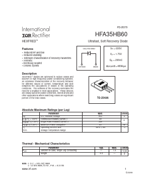 HFA35HB60 Datasheet PDF International Rectifier