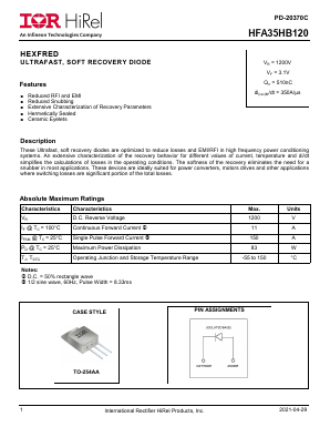 HFA35HB120 Datasheet PDF International Rectifier