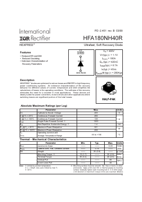 HFA180NH40R Datasheet PDF International Rectifier