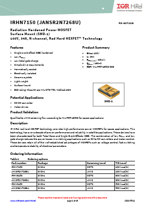 IRHN7150 Datasheet PDF International Rectifier