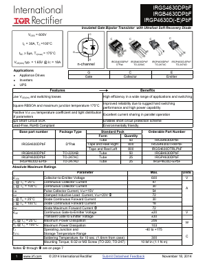 IRGS4630DTRLPBF Datasheet PDF International Rectifier