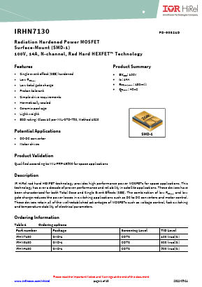 IRHN7130 Datasheet PDF International Rectifier