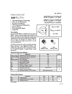 IRFR3411TRPBF Datasheet PDF International Rectifier