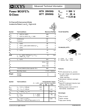 IXTH28N50Q Datasheet PDF International Rectifier