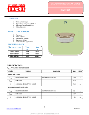 DS2012SF Datasheet PDF Insel Rectifier India Pvt. Ltd.