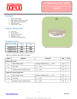 D368ST1212 Datasheet PDF Insel Rectifier India Pvt. Ltd.