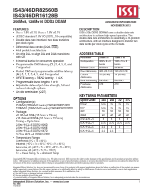 IS43DR16128B-37CBLI Datasheet PDF Integrated Silicon Solution
