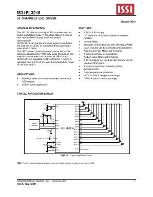 IS31FL3216-QFLS2-TR Datasheet PDF Integrated Silicon Solution