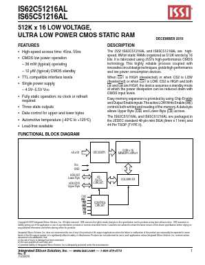 IS62C51216AL-55TLI Datasheet PDF Integrated Silicon Solution