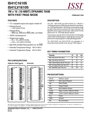 IS41C16105-50T Datasheet PDF Integrated Silicon Solution