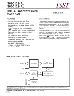 IS65C1024AL Datasheet PDF Integrated Silicon Solution