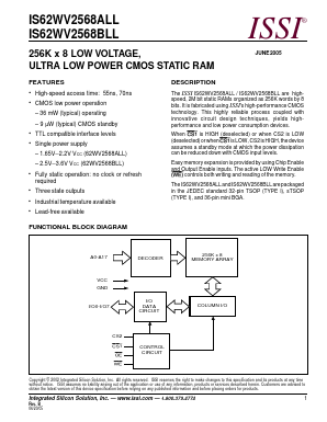 IS62WV2568BLL-70T Datasheet PDF Integrated Silicon Solution