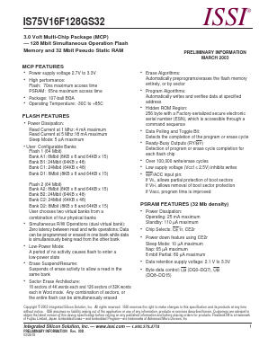 IS75V16F128GS32 Datasheet PDF Integrated Silicon Solution