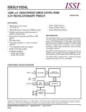 IS63LV1024L-10KI Datasheet PDF Integrated Silicon Solution