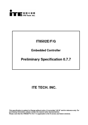 IT8502F Datasheet PDF ITE Tech. INC.