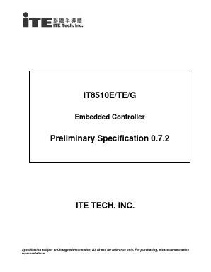 IT8510E Datasheet PDF ITE Tech. INC.