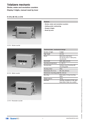 H310.010A01B Datasheet PDF Baumer IVO GmbH 