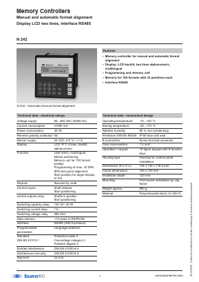 N242 Datasheet PDF Baumer IVO GmbH 