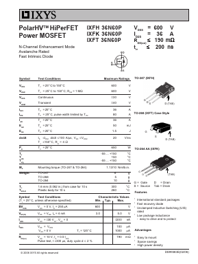 IXFH36N60P Datasheet PDF IXYS CORPORATION