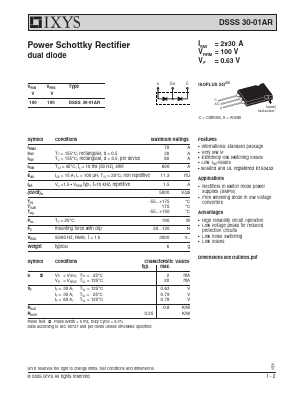 DSSS30-01AR Datasheet PDF IXYS CORPORATION