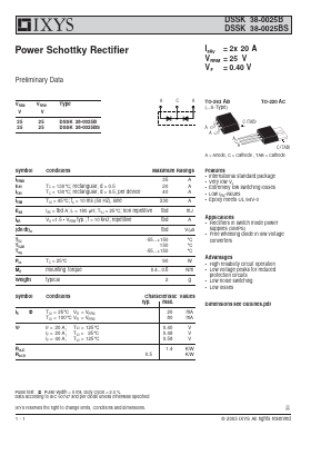 DSSK38-0025B Datasheet PDF IXYS CORPORATION